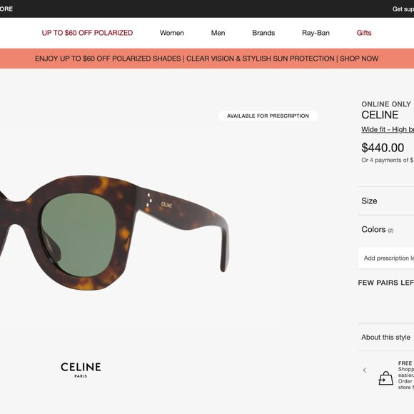 Celine CL 40005F 86F Transparent Blue / Blue Sunglasses - Picture 2 of 2